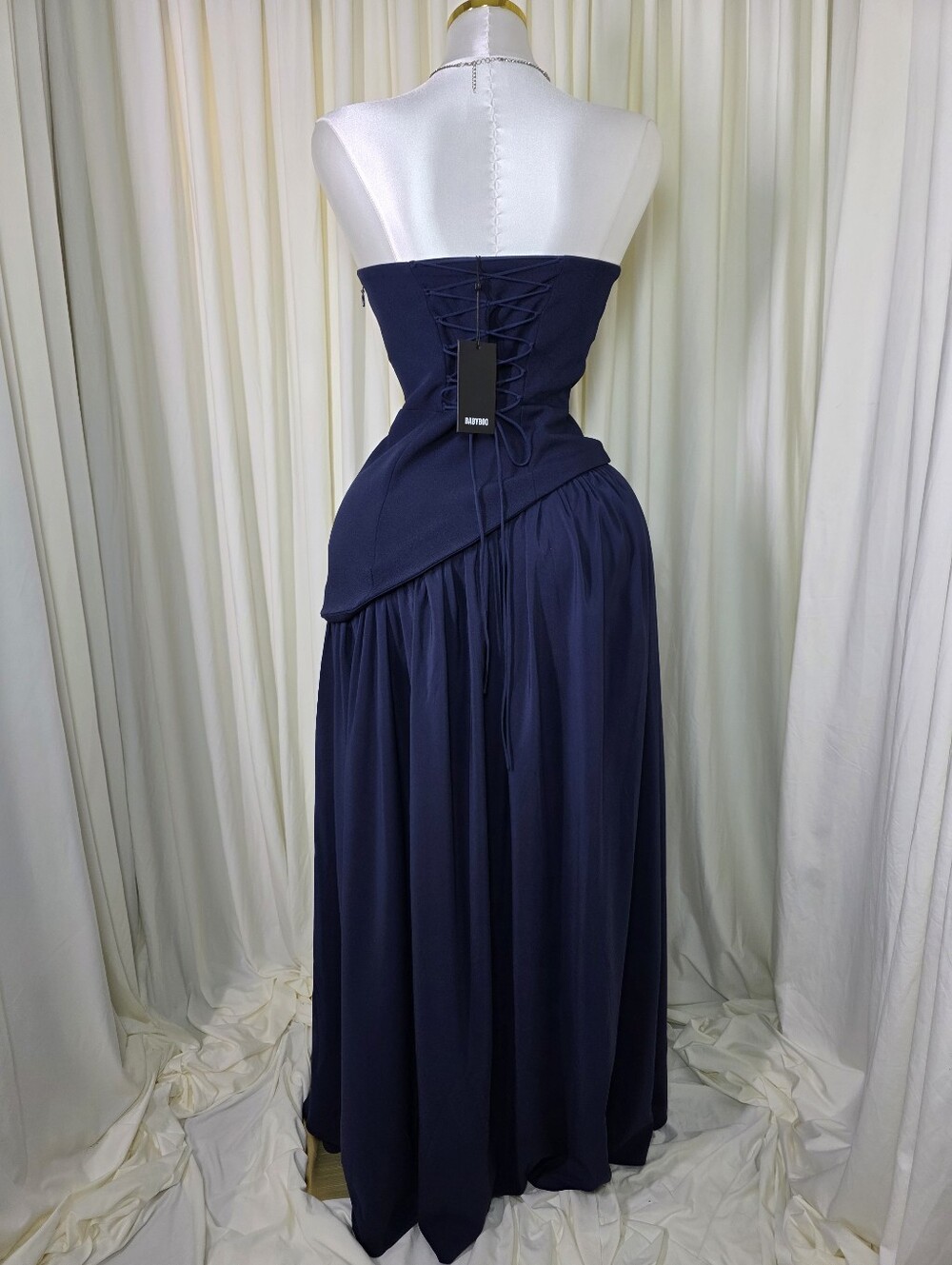 Vestido largo Maliyah - Azul marino BABYBOO NWT $200 - Picture 16 of 16